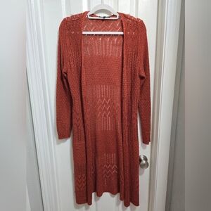 Love Ellie Rust Open-Front Knit Cardigan